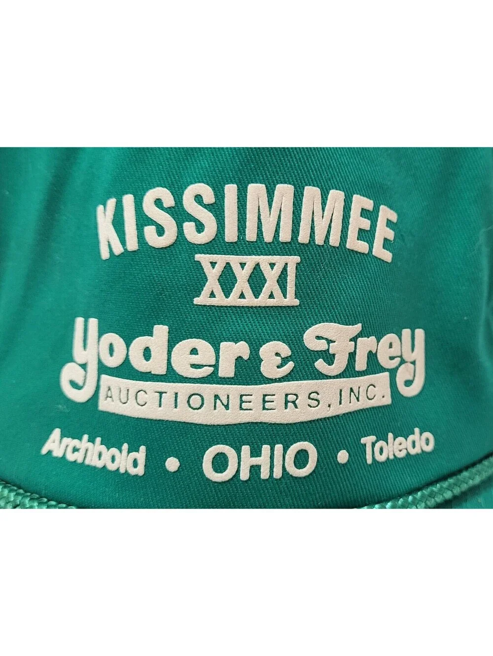 Kissimmee XXXI Yoder & Frey Auctioneers, Inc. Ohio Snapback Green Cap Hat